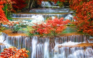 Картинка природа, пейзаж, осень, водопад