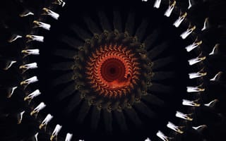 Картинка photomanipulation, черные, красые, белые, глаза, орел