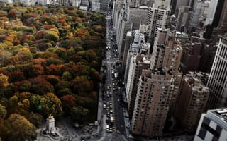Картинка columbus circle, новый, город, дорога, путь, круги, парк, нью йорк, небоскребы