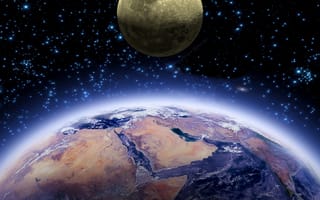 Картинка космос, звезды, земля, планеты