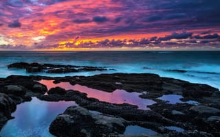 Картинка epic sunset, природа, закат, пляж, океан, камни, пейзаж, эпичные