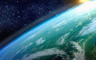 Картинка небо, космос, солнце, земля, планета, вселенная