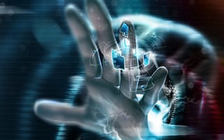 Картинка 3d, advanced, fingers, hd, hand of technology, красочные, 3д, технологии, рука, трогать, наука, изображения, яркие, кибер