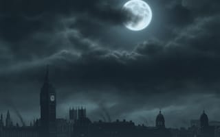 Картинка bigben tower, moon night light, london luna, ночь, город, луна, свет, романтика, мир, башня, лондон