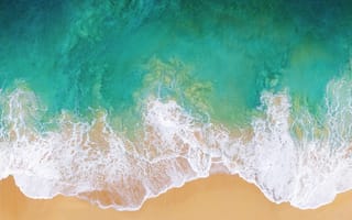 Картинка apple, 4k, ios11, ios, 4k ios 11 waves, природа, вода, эпл, пляж, океан, телефон, волны