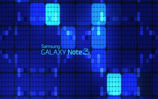 Картинка galaxy, note3, samsung, синие, логотипы, галактика, самсунг, неоновые, квадраты
