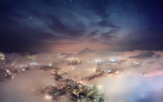Картинка skyline, новый, город, облака, горизонт, нью йорк