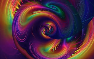 Картинка hd, 4k, neon hurricane, абстрактные, цветные, неоновые, радуга, цвета, цифровое, фрактал, жидкость