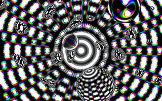 Картинка dimension, черные, логотипы, белые, космос, круги, яркие, странные, отверстие
