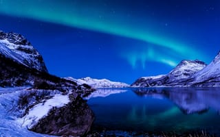 Картинка природа, ночь, пейзаж, зима, снег, холодное