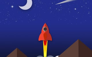 Картинка rocketship, пейзаж, материал, плоские, корабли, ракета