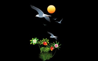 Картинка дизайн, небо, птицы