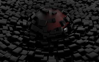 Картинка 3d ball and cubes, 3д, мяч, кубы, куб, формы, коробка, сфера