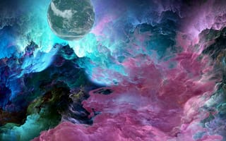 Картинка планета, цвета, сияние