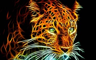 Картинка 3d, абстрактные, 3д, животные, кошки, леопард
