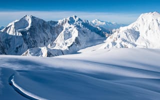 Картинка snow escapade, белые, зима, снег, горы, лыжи