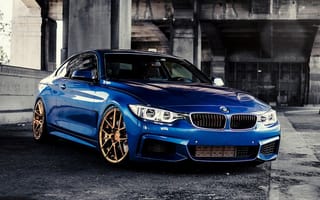 Картинка bmw, bmw f32 435i, синие, машины, бмв, тюнинг