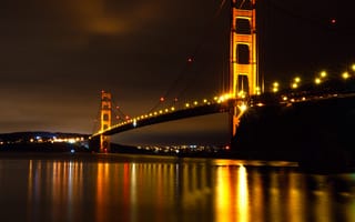 Картинка golden gate bridge, landmark, night view of ggb, ночь, пейзаж, вид, золотые, мост, архитектура, ворота
