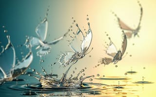 Картинка вода, бабочки, брызги