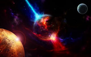 Картинка 4k, galaxy, universum, черные, природа, синие, красые, галактика, космос, земля, планета