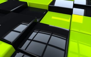 Картинка glass cubes, черные, желтые, стекло, кубы