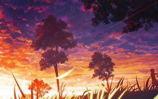 Картинка 4k, 4k nature, 4k sky, 4k sunset, art, sunset view, абстрактные, природа, арт, небо, красочные, закат, вид, романтика