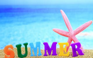 Картинка summer time, море, пляж, лето, время, песок, морская звезда