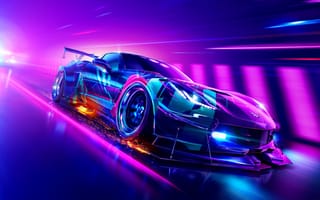 Картинка chevrolet, ea, electronic arts, heat, nfs, синие, розовые, скорость, шевроле, нфс, корвет, арт, электронный