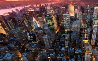 Картинка 4k, angeles, los, uhd, usa, закат, город, огни, америка, сша, здания