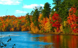 Картинка autumn nature, природа, пейзаж, вода, лес, деревья, осень, озеро
