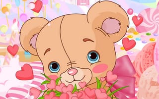 Картинка sweetheart, милые, сердце, радуга, симпатичные, валентинка, медведь
