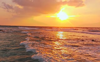 Картинка небо, море, закат, солнце