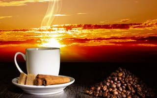 Картинка 2160x1920, sunset coffee, закат, кофе