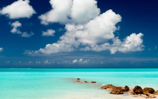 Картинка pelican beach, синие, небо, море, пляж, облака