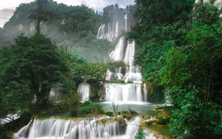Картинка jungle forest, природа, вода, дерево, лес, водопад, джунгли