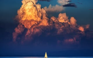 Картинка love, sailboat, любовь, море, облака