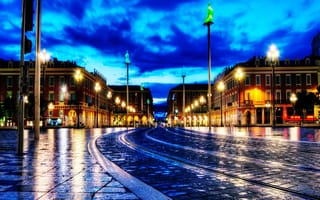 Картинка france at night, ночь, город, дорога, облака, париж, улица, франция, городские, мокрые, дождь