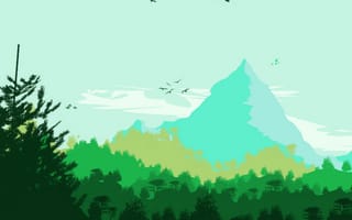Картинка green mountain range, абстрактные, зеленые, горы, минимализм, минималистичные, рендж
