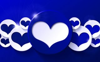 Картинка blue white, love, blue hearts, любовь, абстрактные, синие, белые, сердце