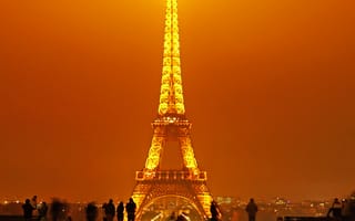 Картинка trocadero, ночь, париж, башня, франция, эйфелева башня, место