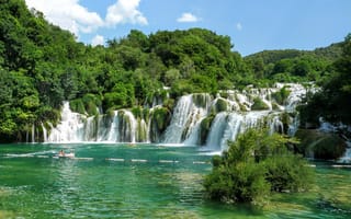 Картинка krka, waterfall 2, лето, водопад, хорватия