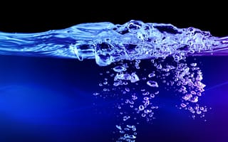 Картинка water drops raindrops, синие, темные, вода, капли, пузыри, капли дождя