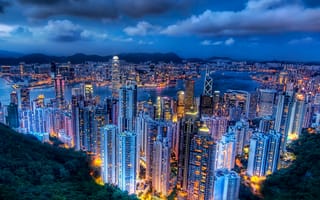 Картинка hong kong, город, горы, вид, китай, конг, азия