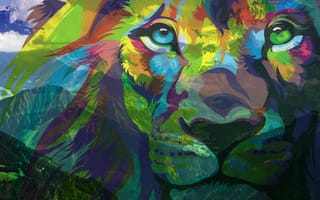 Картинка классные, животные, горы, лев