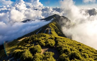 Картинка небо, облака, горы, путь