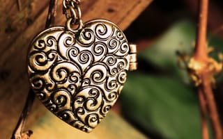 Картинка love, pendant, любовь, сердце, золотые