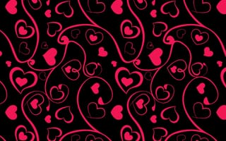 Картинка black and pink, абстрактные, черные, розовые, сердце, шаблон, вихрь
