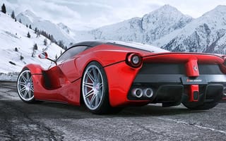 Картинка ferrari, красые, машины, зима, дорога, феррари