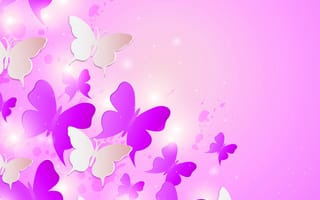 Картинка beautifu, абстрактные, розовые, фиолетовые, бабочки, векторные