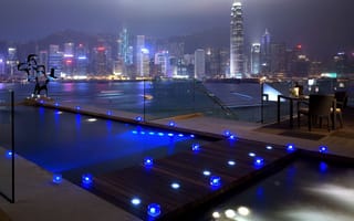 Картинка luxe, luxury, pool, infinity pools, ночь, город, роскошные, бесконечность